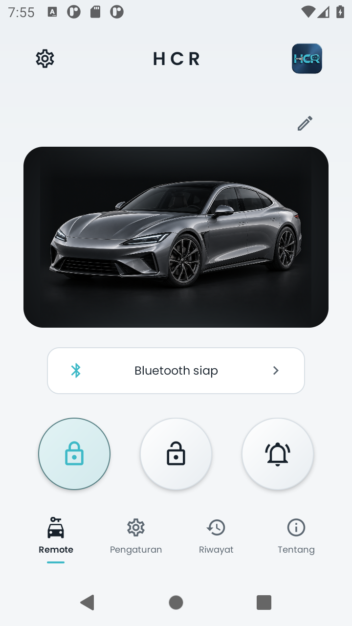 Screenshot HCR Android dengan tombol kunci, buka kunci dan cari mobil